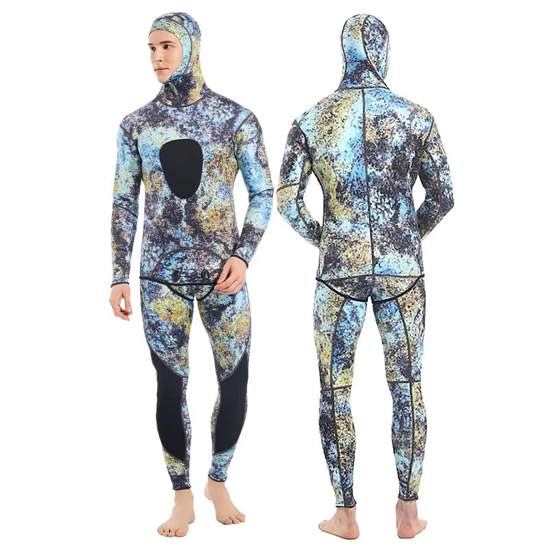 Roupas de mergulho em neoprene para mergulho autônomo, 3MM, inverno, quente, masculino, com capuz, para surf, zíper frontal, snorkeling, caça submarina, roupa de mergulho com capuz, Brasil