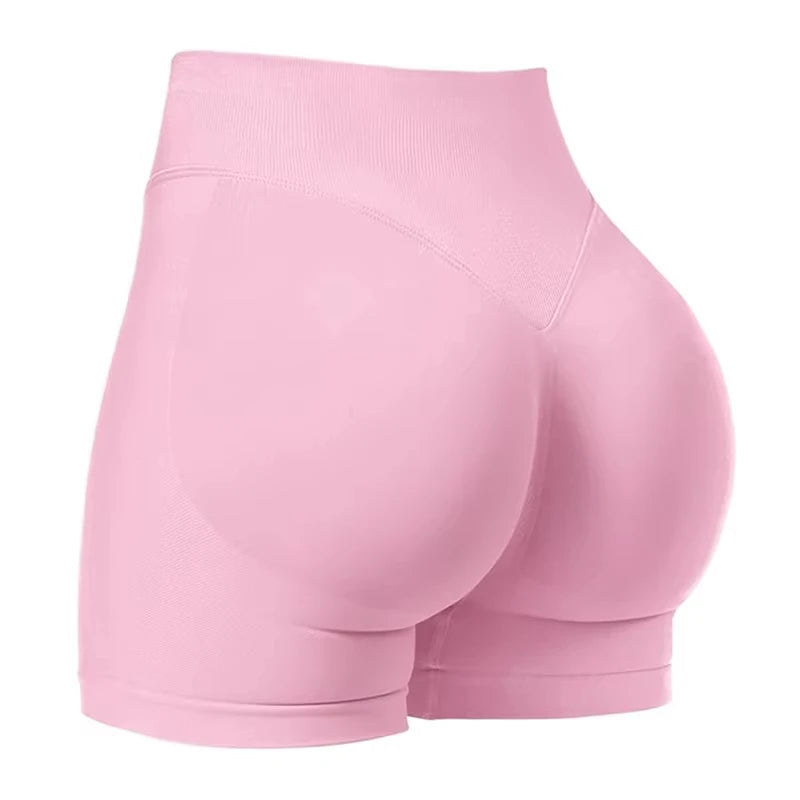 Shorts Esportivos Femininos de Cintura Alta Sem Costura para Academia Fitness Legging Fina Treino Ioga Corrida Levanta Bumbum Ciclismo