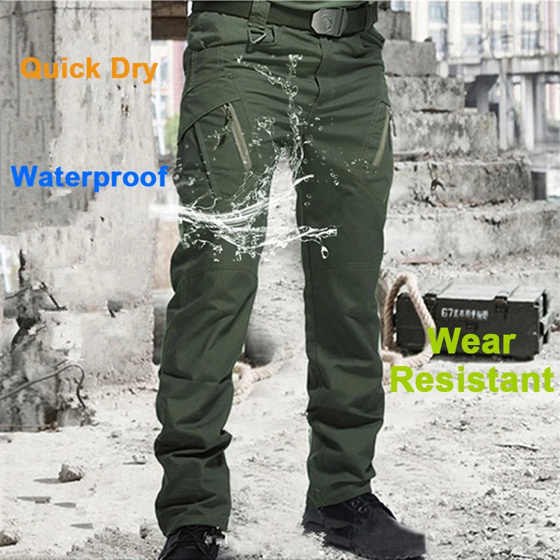 Novas Calças Táticas de Trabalho Masculinas Casuais Cargo Verão Multi-bolso Impermeáveis Calças de Trabalho Caminhada Treino Masculino