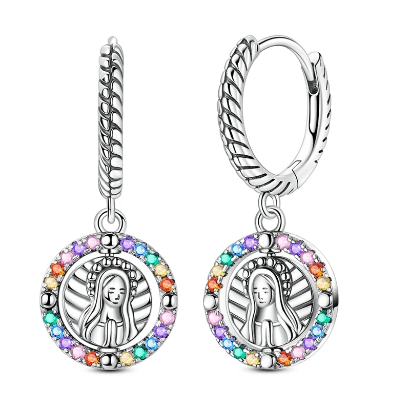 Orstarry 925 Sterling Silver Crystal Circular Eardrops Drop Earrings Women Earrings Charm Fashion Versatile Party Jewelry Gifts