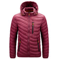 Jaqueta Masculina Leve Puffer para Uso Externo com Capuz, Térmica Isolada, Acolchoada para Inverno, Aquecida, para Corrida, Viagem, Casual, Algodão, Casaco para Uso Externo