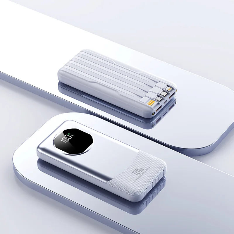 Power Bank 20000mAh 120W Super Fast Charging Built-in Cables