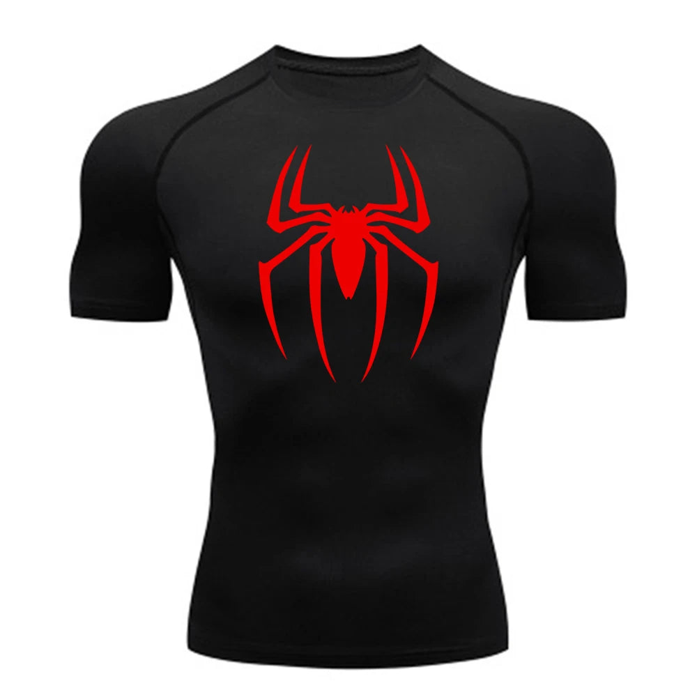 Camisa de Compressão Masculina Estampa Aranha 2025, Camiseta Secagem Rápida, Jersey para Academia e Corrida, Manga Curta Respirável, Primavera, Verão, P-3G