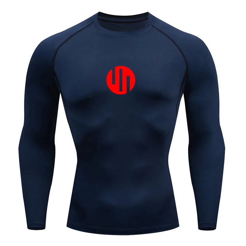 Camisa de Compressão Manga Longa Masculina para Corrida Treino Academia Esportes Roupa Íntima de Secagem Rápida Antissuor Protetor Solar Segunda Pele Masculina