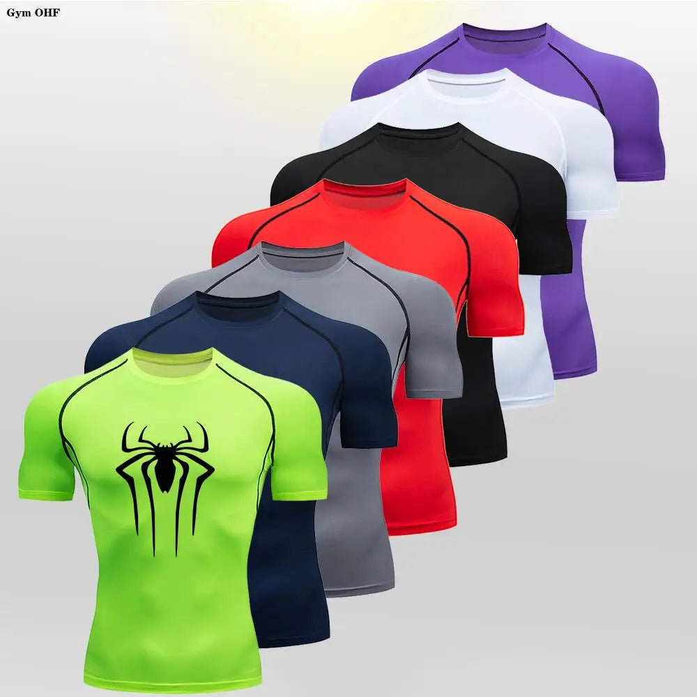 Camiseta Compressão Masculina Spider — Performance e Visual Único