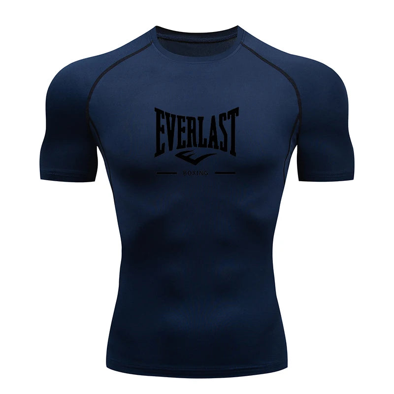 Camiseta de Compressão Masculina para Corrida Manga Curta Treino de Academia Fitness Jogging Esportiva