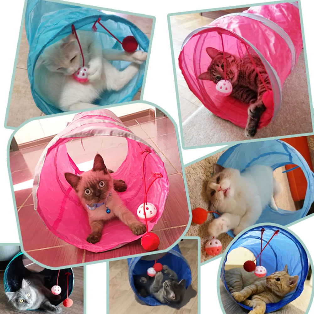 Túnel Dobrável Brinquedo para Gatos Tenda Rolante de Pano de Poliéster para Gatinhos Túnel para Gatos Brinquedo para Cachorros Túnel de Brinquedo para Gatos Pequenos Médios e Grandes