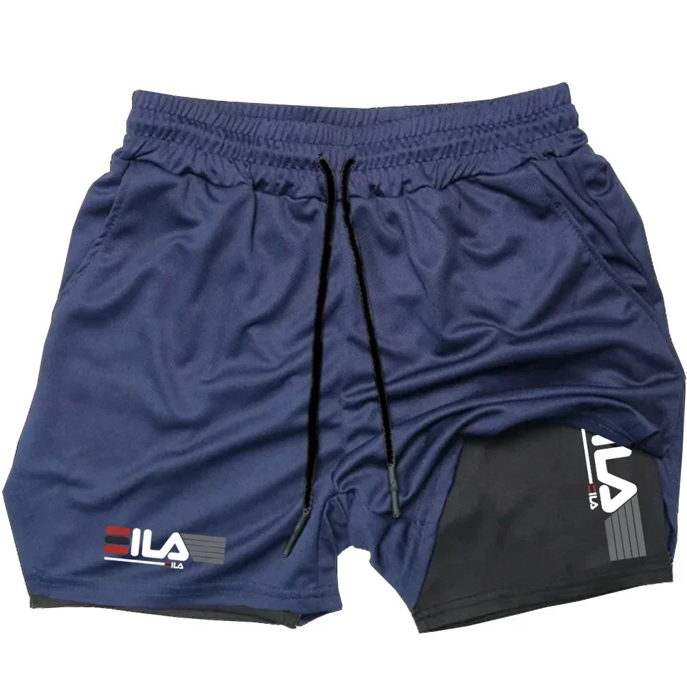 Men's Two-in-one Sports Shorts Breathable Casual Quick-drying...