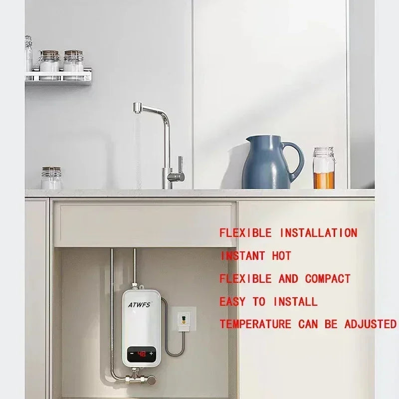 Aquecedor de Água Instantâneo 220V 4600W Aquecedores Elétricos Portáteis para Banheiro Cozinha Chuveiro de Água Quente e Aquecimento Doméstico de Cozinha
