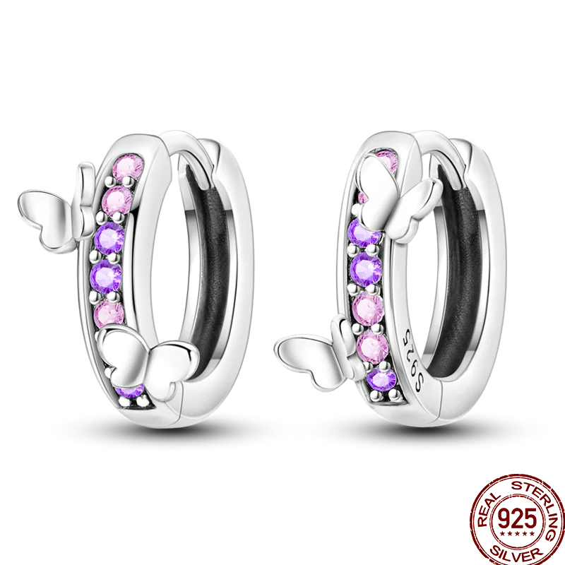 Earrings 925 Sterling Silver Colorful Shiny Zircon Earrings Temperament Charm Luxury Party Jewelry Gift Birthday Anniversary