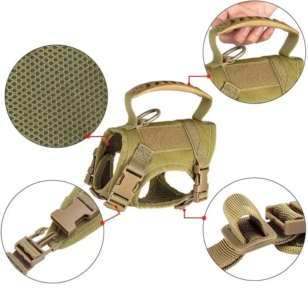 Peitoral Coleira para Gato e Cinto Peitoral Tático Respirável para Animais de Estimação para Cães e Gatos de 3-20 Kg