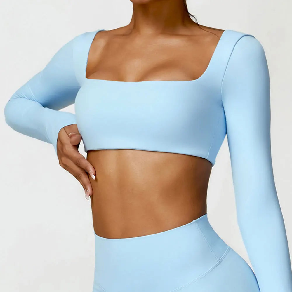 Top Fitness Sem Costura Manga Longa — Suporte e Estilo no Treino