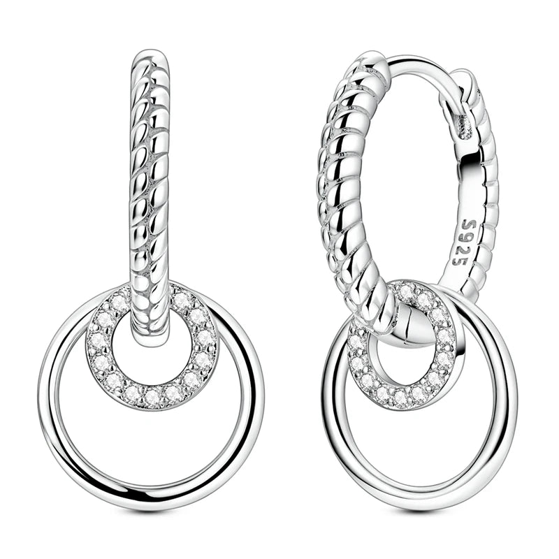Brincos de Gota Circulares de Cristal Orstarry em Prata Esterlina 925 Brincos Femininos Charme Moda Versátil Joias de Festa Presentes