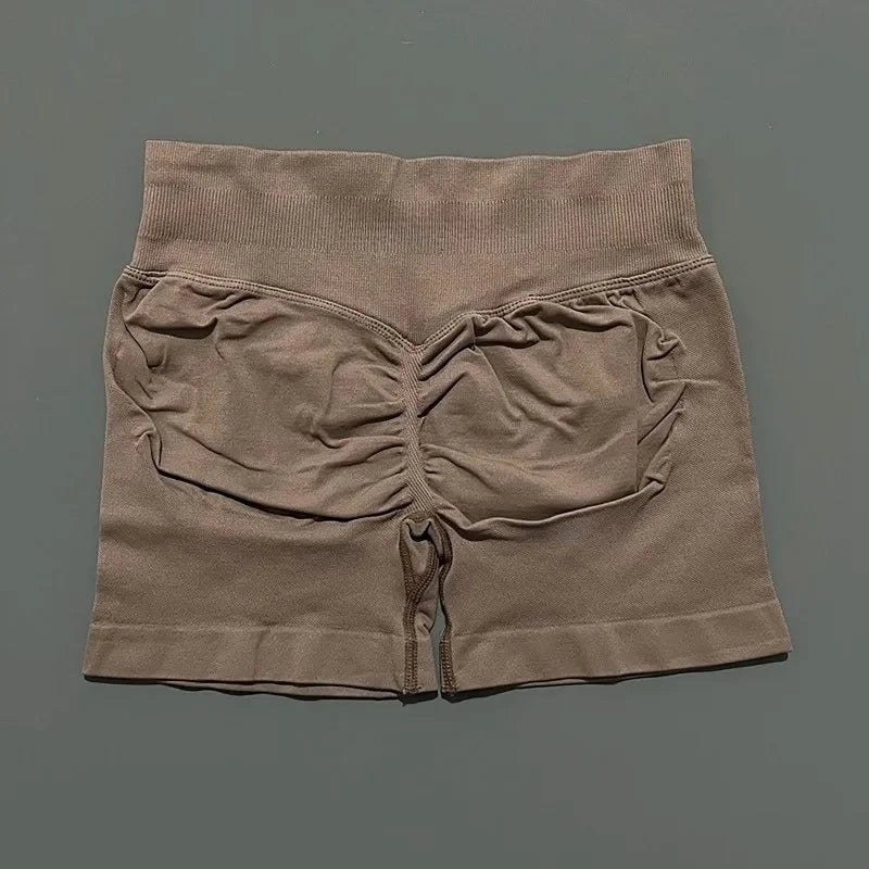 Conjuntos de Academia Femininos 2 Peças Impacto Sem Costura Fitness Yoga Roupa Esportiva Halter Top Shorts Roupa de Treino Corrida Roupa de Academia