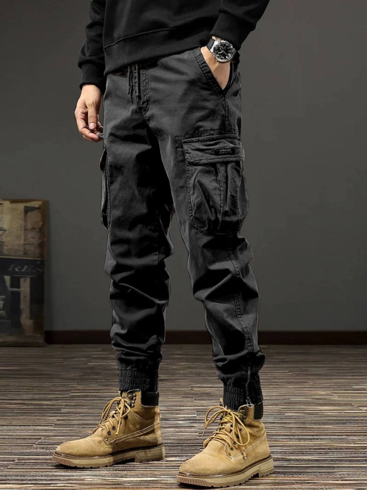 Calças de Trabalho Masculinas de Algodão Verão Folgadas Tamanhos Grandes Multi-Bolsos Resistentes ao Desgaste Anti-Rasgo Calças de Trabalho Calças Longas Jovens