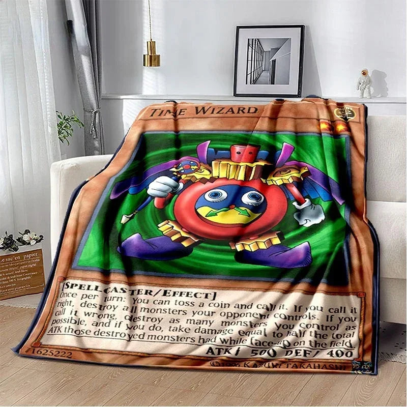 Anime Yu Gi Oh Card Throw Blanket Blue Eyes White Dragon Anime Cartoon Soft Plush Blanket Bedroom Bedspread Home Decor