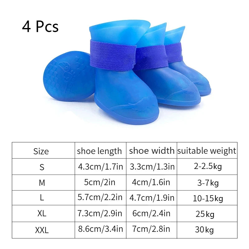 4 peças Pet Impermeável Sapato de Chuva Borracha Antiderrapante Bota para Cães Pequenos Médios Grandes Gatos Sapato Externo Botas para Cães Acessórios para Animais de Estimação