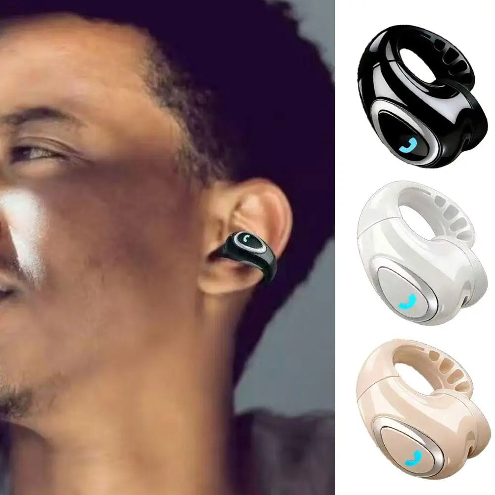 Fones de ouvido de condução de ar tipo aberto Bluetooth 5.4 Clip-On Único HIFI Som estéreo à prova d'água Esporte/Corrida Mini Fone de Ouvido