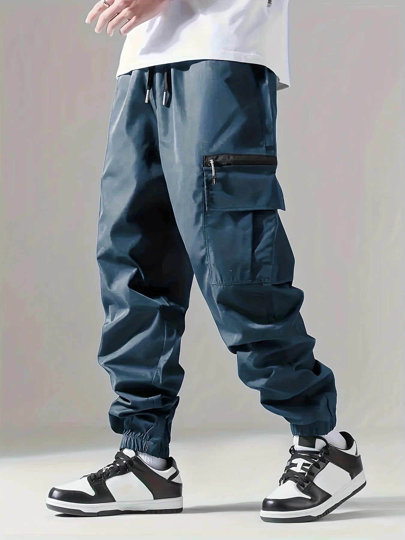 Calça Cargo Masculina, Fina, Confortável e Respirável, Casual, Para o Dia a Dia, Corrida, Ciclismo, Multibolsos 004