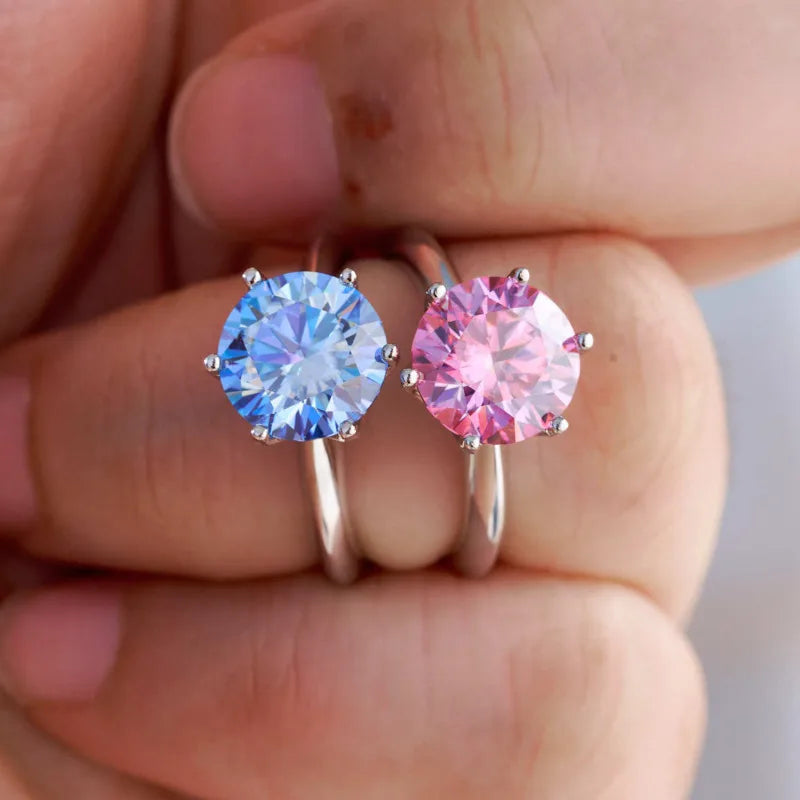 JoyceJelly 1/2/3/5ct Anéis de Moissanite Coloridos Femininos Com GRA Prata Esterlina 925 Joias de Luxo Atacado Preço Baixo