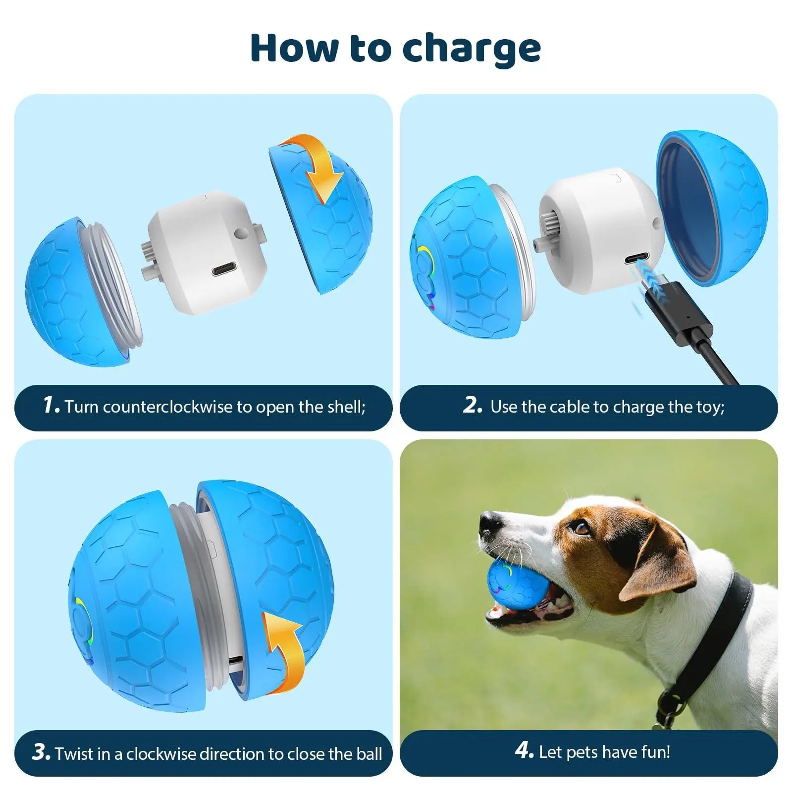 Smart Dog Toy Ball Brinquedo Eletrônico Interativo para Animais de Estimação Bola USB com Salto Automático e Luzes RGB para Cães e Gatos
