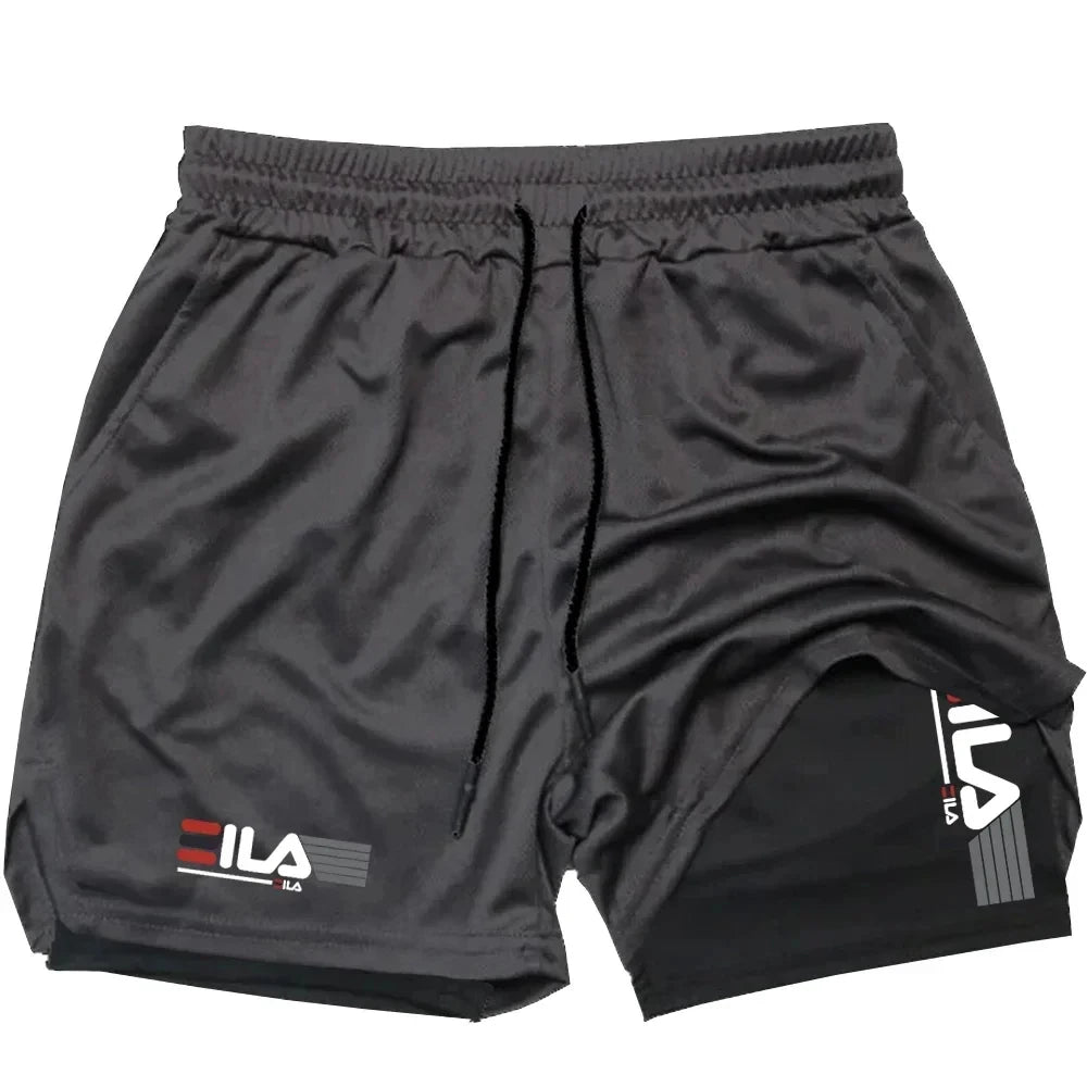 Men's Two-in-one Sports Shorts Breathable Casual Quick-drying...