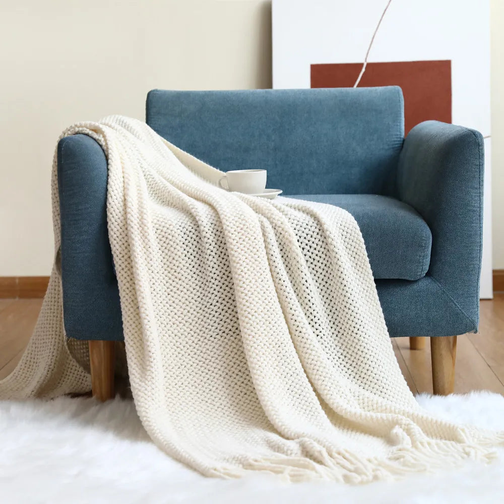 Cable Knit Khaki Throw Blanket Lightweight Knitted Jacquard Throw Blanket for Couch, Sofa, Bed, Chair, Cozy Texture Farmhouse