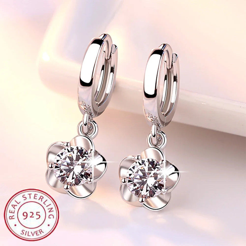 925 Sterling Silver Earrings Zircon Pearl Twist Luxury Stud Earrings For Women brincos pendientes bijoux