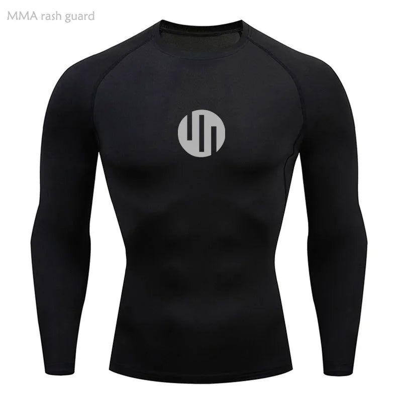 Camisa de Compressão Manga Longa Masculina para Corrida Treino Academia Esportes Roupa Íntima de Secagem Rápida Antissuor Protetor Solar Segunda Pele Masculina