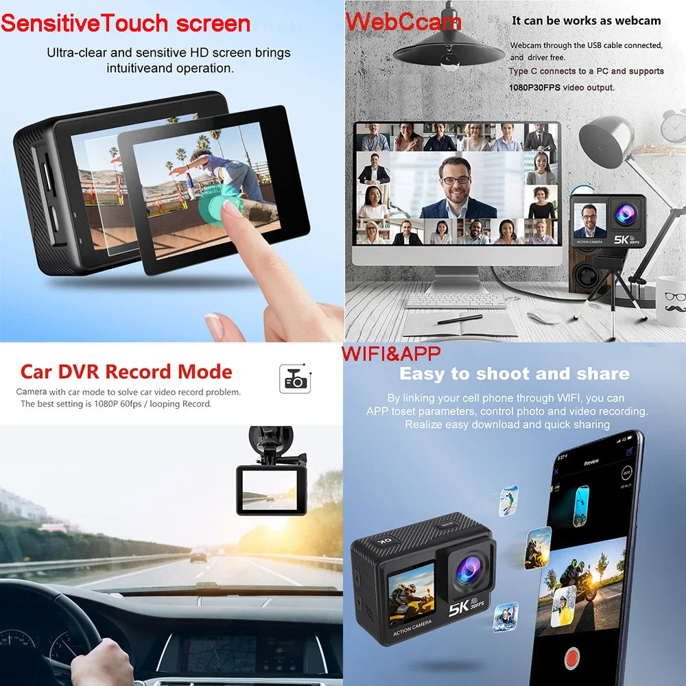 Action Camera 5K - 4K60FPS 50MP - 2.0 Touch EIS