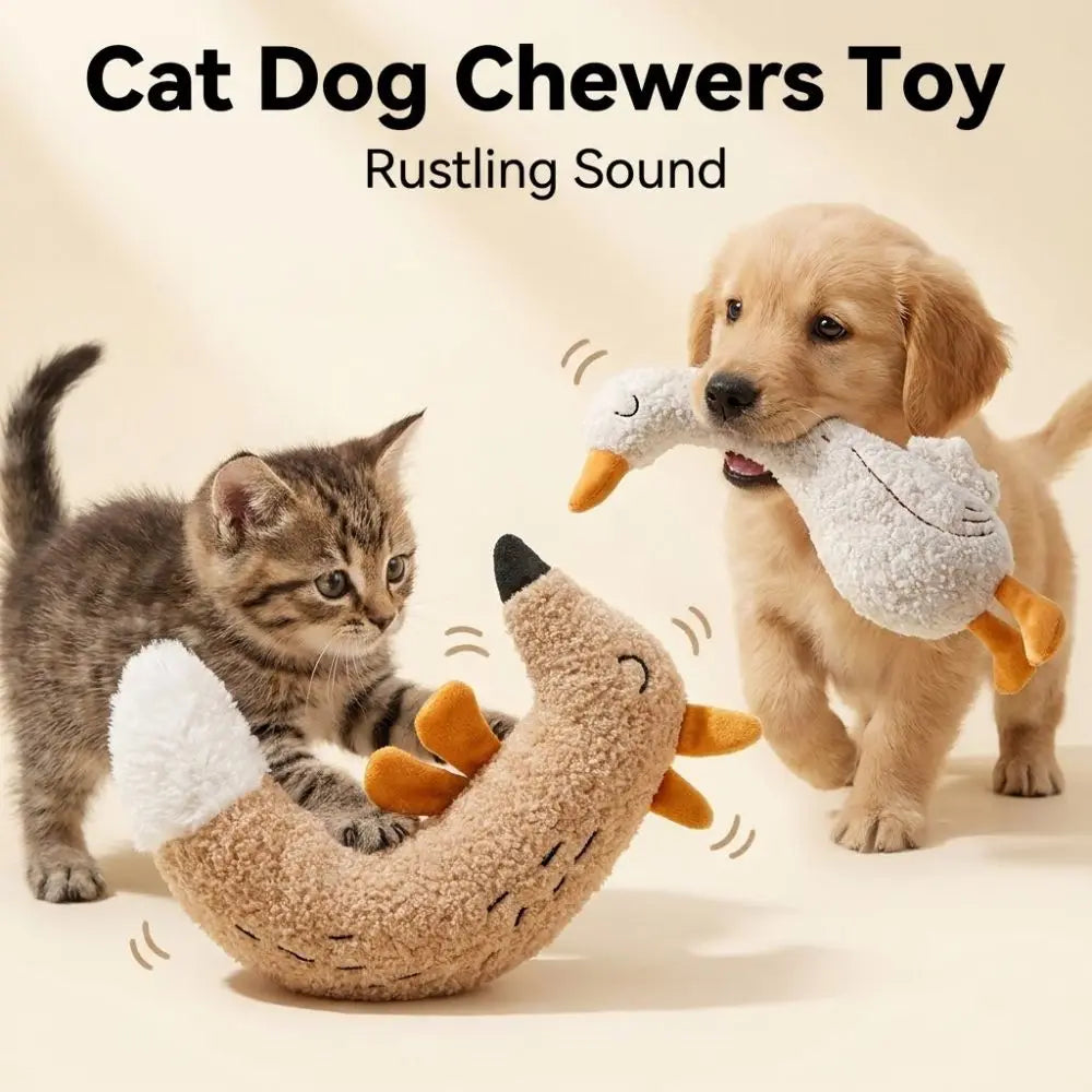 Brinquedo para Gato e Cachorro em Forma de Ganso, com Som, Engraçado, para Pets, para Aliviar o Tédio, Mordedor Interativo para Gatos, Desenho Animado