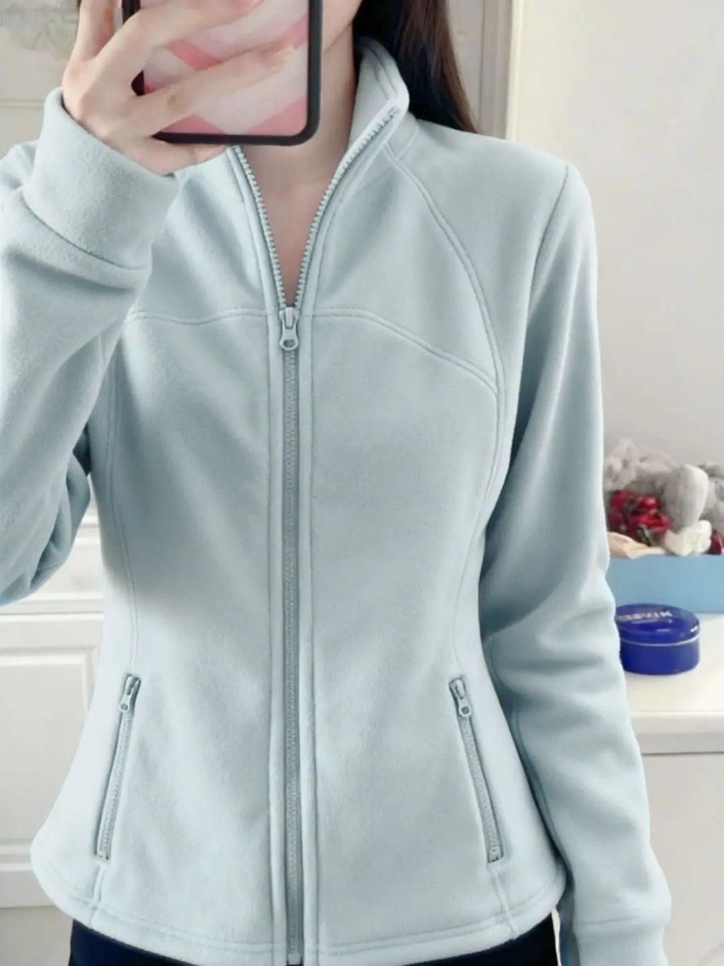 Cardigã Curto Feminino Forrado de Lã Slim Fit Gola Alta Cintura Grossa Modeladora Moda Outono Inverno Casaco 1 - M Preto [estilo outono e inverno mais veludo]
