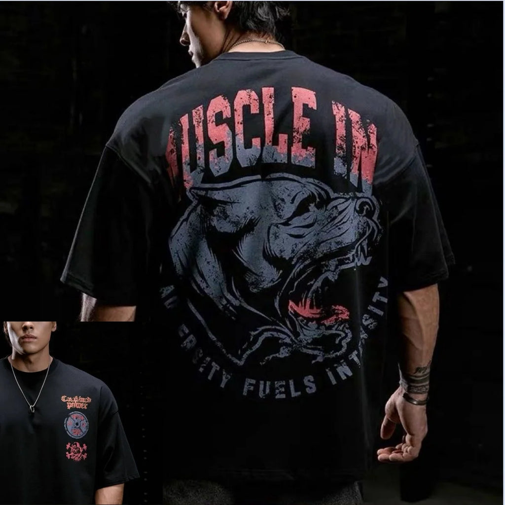 GYM The Muscular Man's Roaring Sports T-shirt Is A Cool Loose Half-sleeved Casual Training and Fitness Outfit for Men in Summer