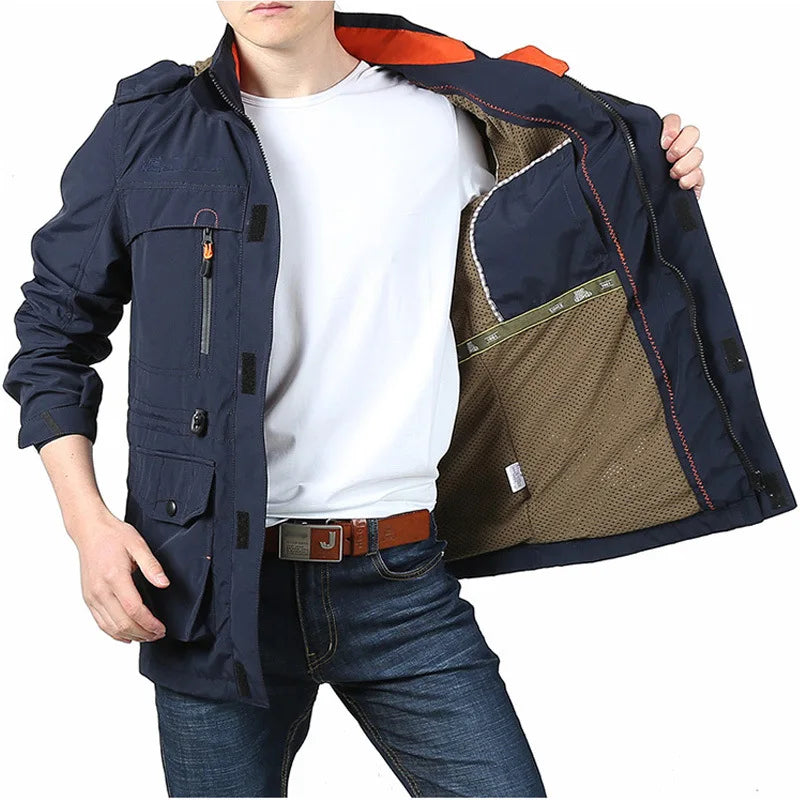 Jaquetas Negócio Casual Masculinas Casaco Esportivo Primavera Corta-Vento Com Capuz Jaquetas Secagem Rápida Leve Escalada Ao Ar Livre Agasalho