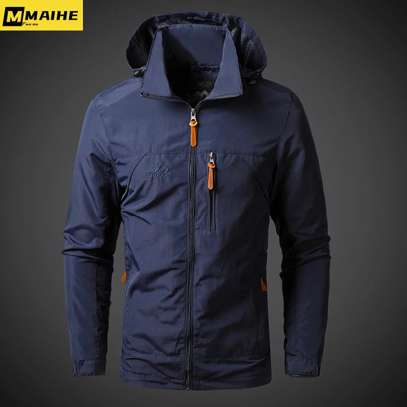 Jaquetas Quebra-Vento Masculinas Impermeáveis Militares com Capuz Jaqueta Masculina Nova de Combate Homem Outono Caminhada ao Ar Livre Ciclismo Bomber Corta-Vento