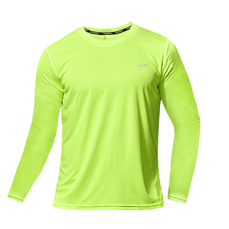 Camiseta Masculina Manga Longa de Seda Gelo Verão 2023 Nova Secagem Rápida Respirável Ar Condicionado Proteção Solar ao Ar Livre Corrida