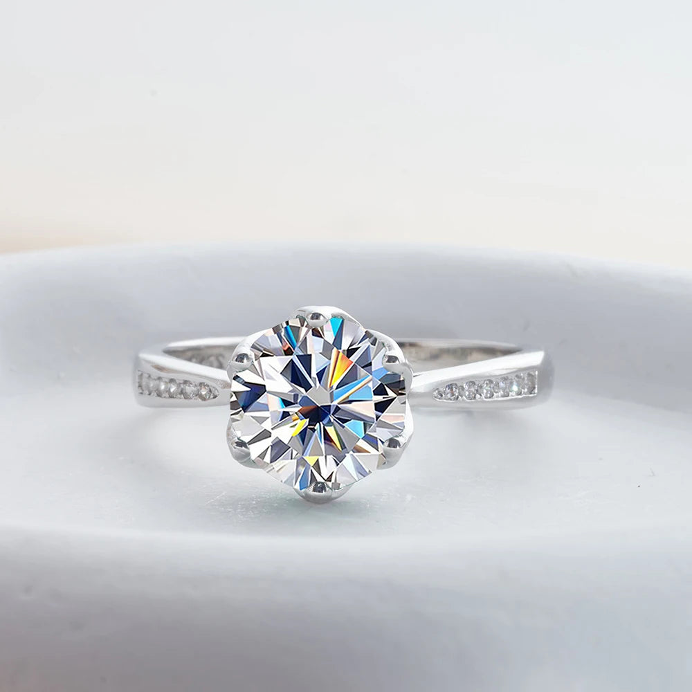 JoyceJelly 3ct Colorful Moissanite Rings with GRA S925 Sterling Silver Luxury Jewelry For Women Timeless Trends Wedding Bands