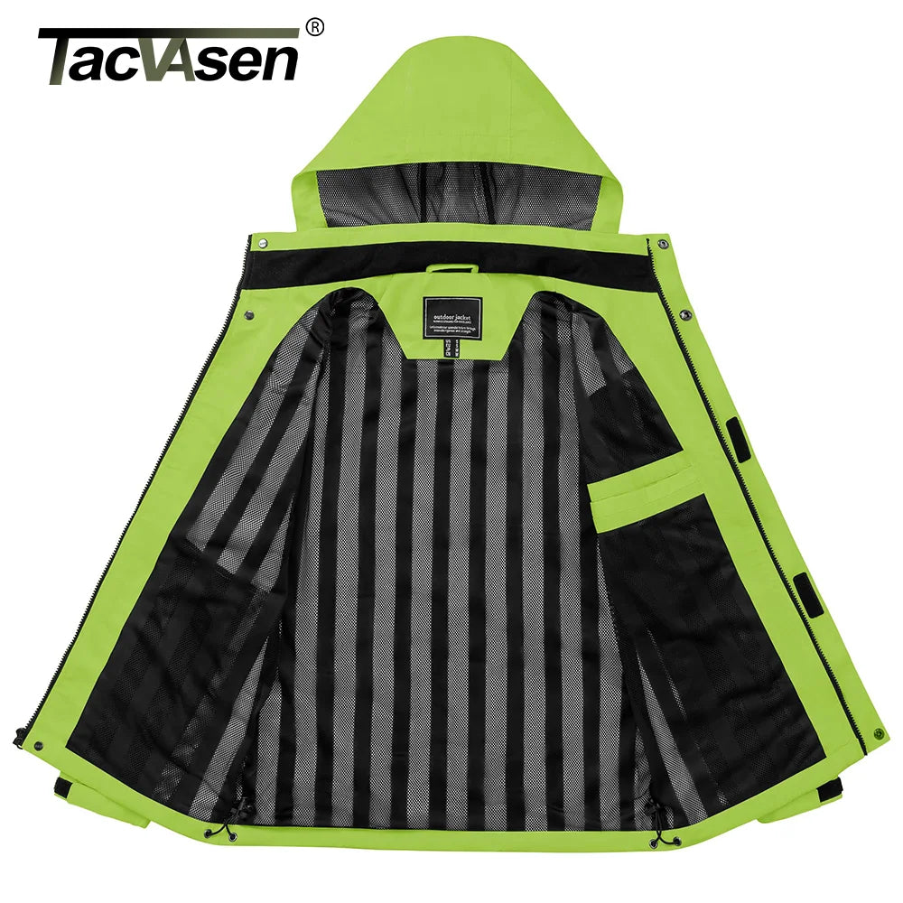 Tacvasen Spring Autumn Lightweight Jackets Mens Mesh Lined Waterproof Rain Jacket Outdoor Fishing Hiking Jacket Male Windbreaker
