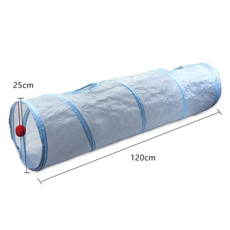 Túnel Tubo Dobrável para Gatos de Estimação 3 Vias Cinza Brinquedo Túnel para Gatinhos com Buraco de Espreitar Brinquedo Interativo de Treinamento para Animais de Estimação