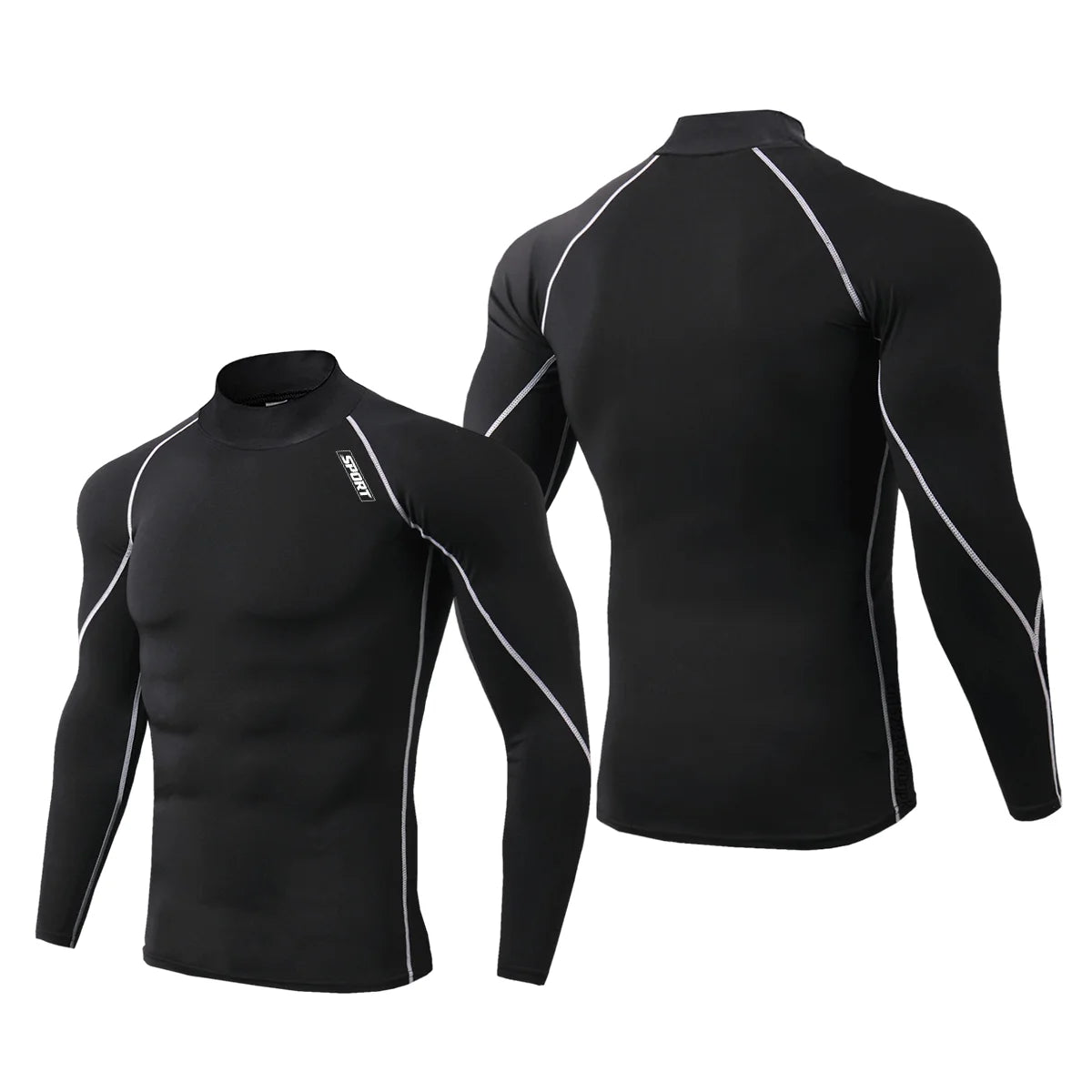 Camiseta Esportiva de Compressão Masculina Manga Longa Corrida Camisa Fitness Elástica Atlética Treino de Academia Esportiva Top