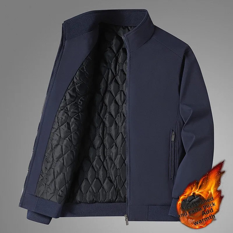 Jaqueta Masculina Forrada de Lã Grossa Casaco Casual da Moda Gola Alta Caimento Solto Respirável Resistente ao Desgaste à Prova de Vento Polies...