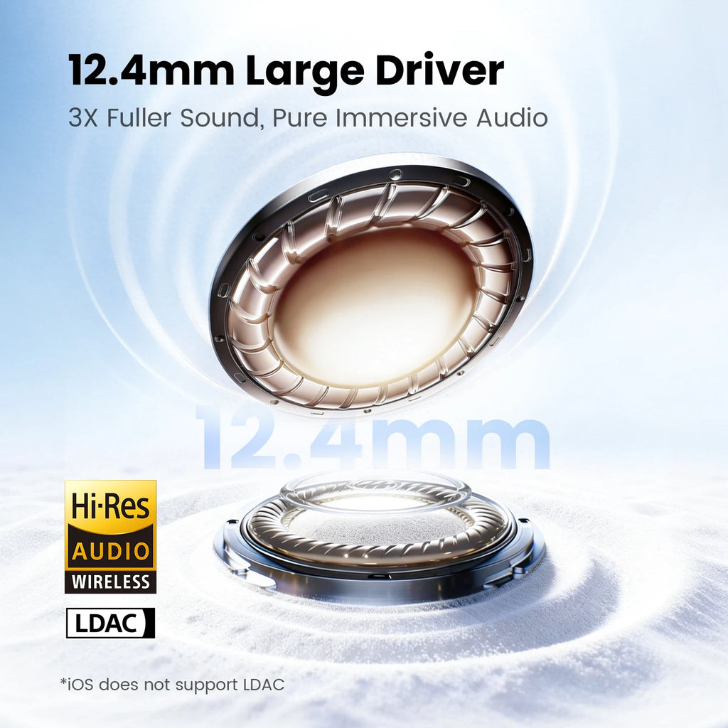 Fones de ouvido sem fio HAYLOU Flowbuds N55 ANC adaptativo de 54dB Bluetooth 6.0 Áudio LDAC Hi-Res 6 microfones para chamadas HD Reprodução de 40H IPX5