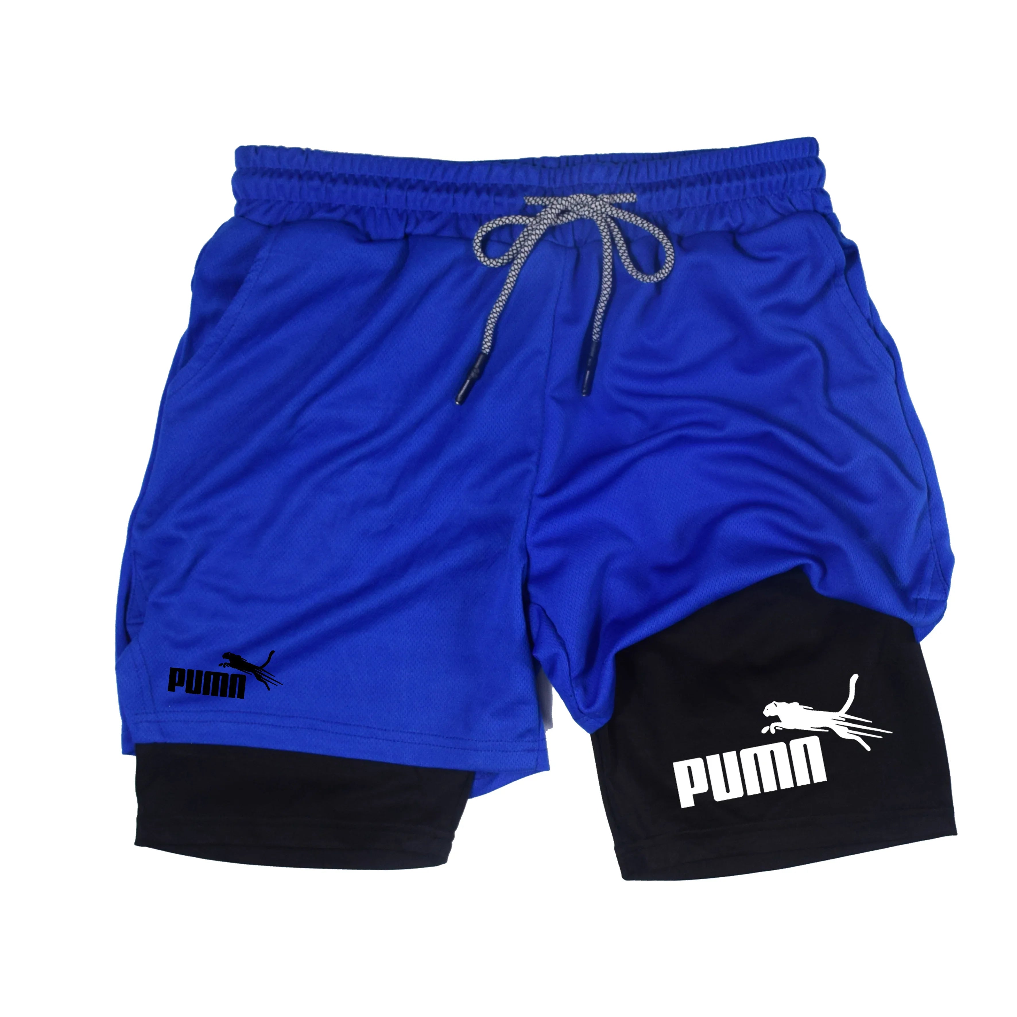 Summer Breathable Two-in-one Double-layer Shorts Men's Elastic...
