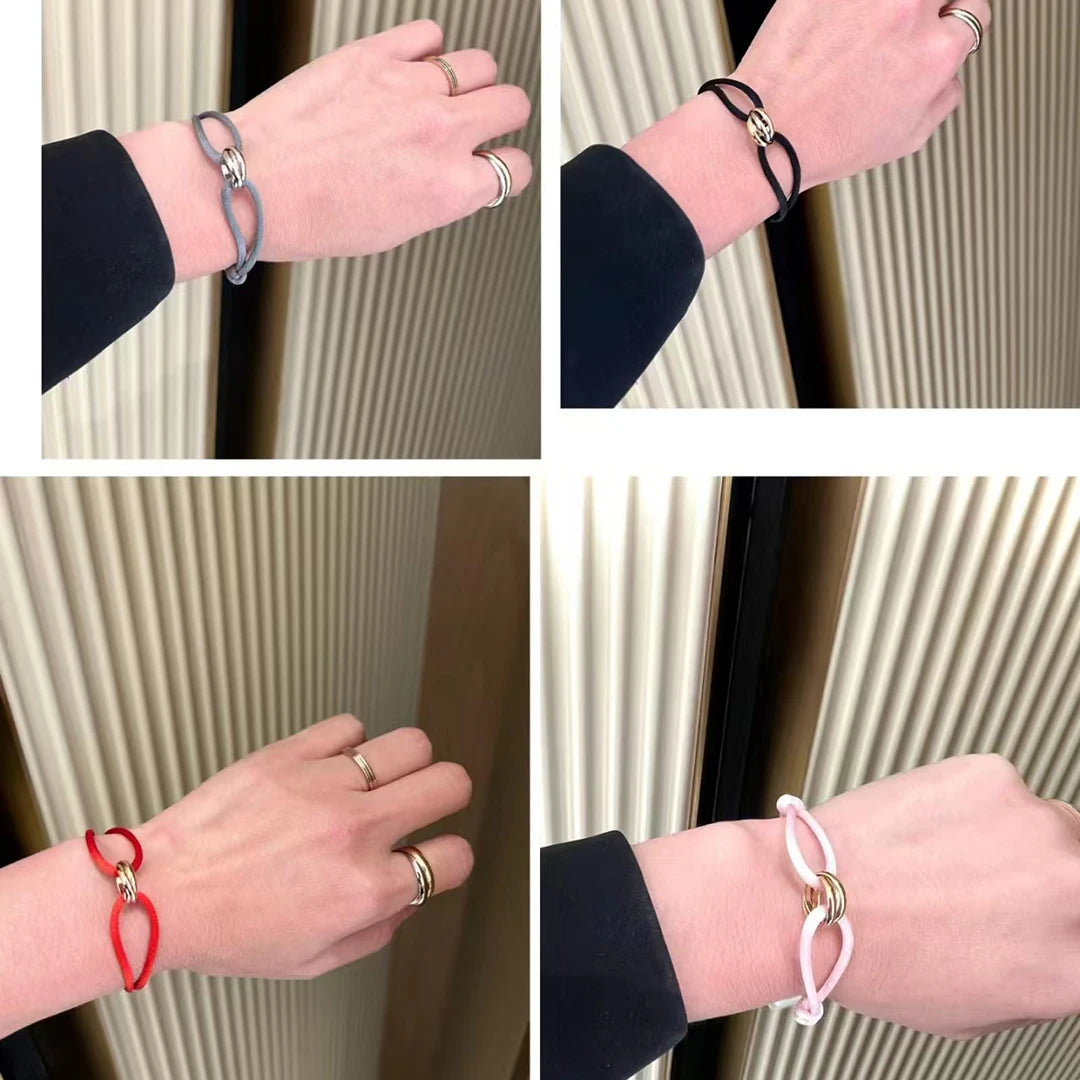 Pulseira de casal clássica de luxo S 925 prata três anéis tricolor cruz. Presentes de Natal. Não desbota. Não causa alergia