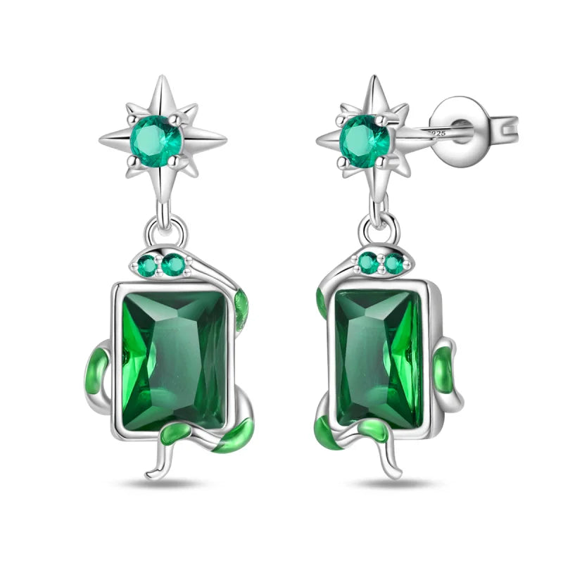 Brinco de Prata 925 Série Verde Trevo da Sorte, Incrustado em Pedra, Adequado para Presentes de Casamento Feminino, Noivado, Festa de Aniversário