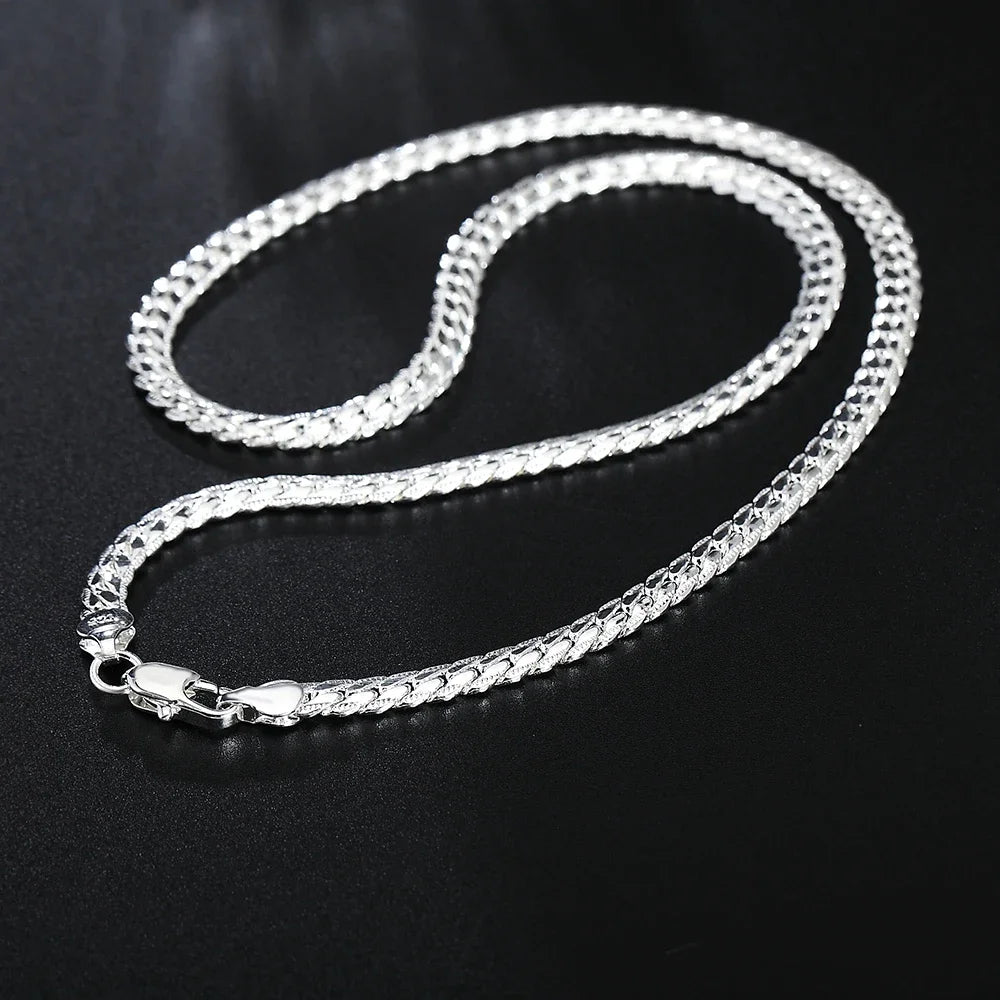 20-60cm 925 Prata Esterlina Luxo Designer 6mm Corrente Fina para Colar Feminino Masculino Moda Casamento Noivado Joias