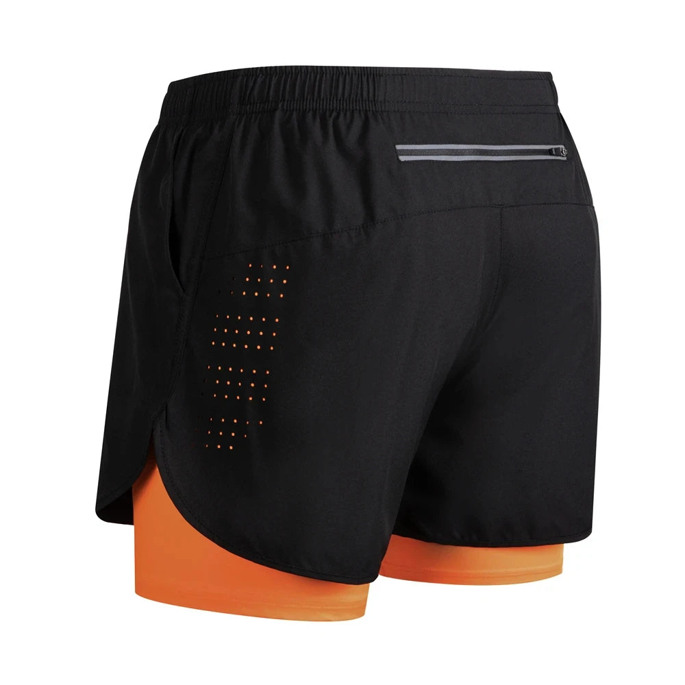 Shorts de corrida refletivos masculinos de verão Fitness de secagem rápida dupla camada shorts masculinos de treino de exercícios de musculação