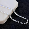 Luxuoso Colar de Corrente Chata 2MM de Prata Esterlina 925 Elegante para Clavícula Masculino e Feminino Acessórios de Casamento Festa Joias Finas Presentes