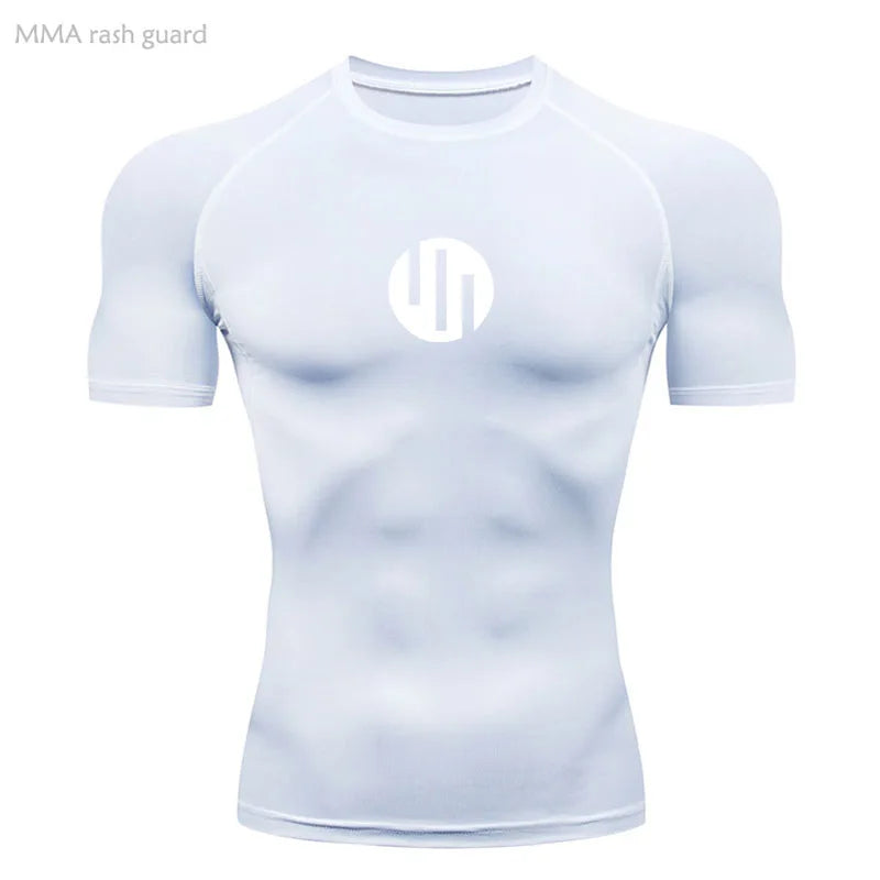 Camisa de Compressão Manga Longa Masculina para Corrida Treino Academia Esportes Roupa Íntima de Secagem Rápida Antissuor Protetor Solar Segunda Pele Masculina