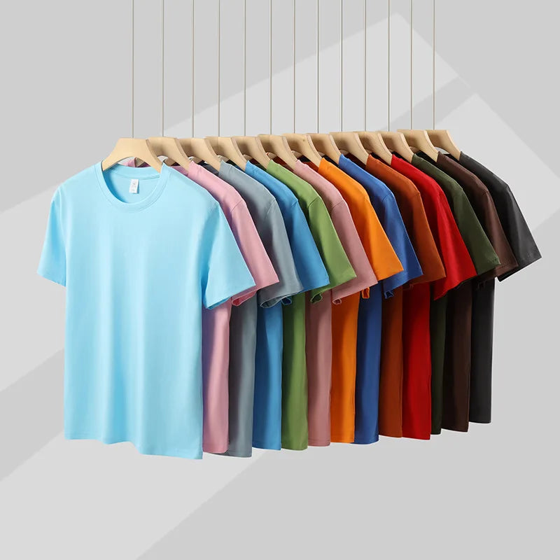 Camiseta de verão feminina algodão 2026 cor sólida solta camiseta casual coreana tops malha regata manga curta gola redonda feminina blusas